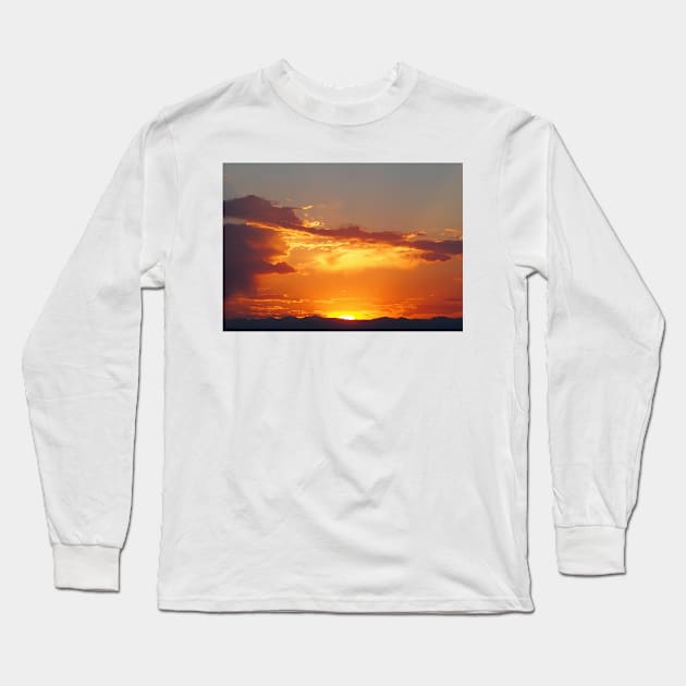 Fiery Sunset over the Rocky Mountains Long Sleeve T-Shirt by Scubagirlamy